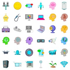 Poster - Phone icons set, cartoon style