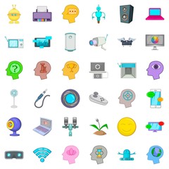 Poster - Support thing icons set, cartoon style