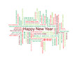 Happy New Year in different languages, celebration word tag cloud greeting card, vector art