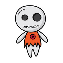 Voodoo Doll Isolated Illustration On White Background