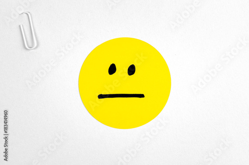 Fotografie, Obraz Indifferent neutral emoticon card. Voting concept