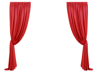 curtain of a theater or a opera opening on a white background 3d rendering