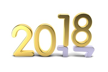 Wall Mural - Happy New Year 2018. Golden Numbers with 17 digits going down.3D Render Illustration