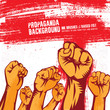 Propaganda Poster Style Revolution Fist Raised In The Air. Clenched Fist	
