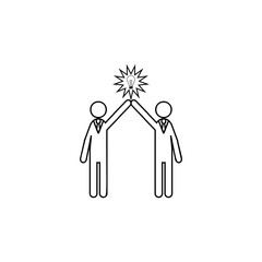 Poster - Light bulb people concept of two people icon. Team work element. Premium quality graphic design. Signs, outline symbols collection, simple thin line icon for websites, web design