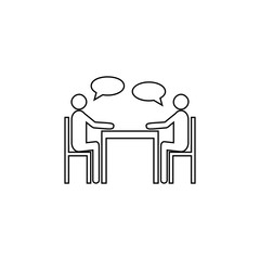Poster - People sitting around the table talking line icon. Team work element. Premium quality graphic design. Signs, outline symbols collection, simple thin line icon for websites