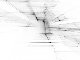 Poster - Abstract  black background element on white. Perspective composition of grids and matrix patterns. Detailed fractal graphics. Information technology concept.