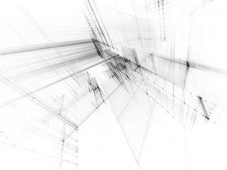 Poster - Abstract  black background element on white. Perspective composition of grids and matrix patterns. Detailed fractal graphics. Information technology concept.