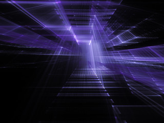Poster - Abstract violet background element on black. Perspective composition of grids and matrix patterns. Detailed fractal graphics. Information technology concept.