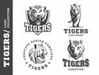 Tigers black and white - logo, icon, illustration collection on white background
