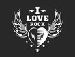 Love, heart and wings for rock music print - logo, illustration on a dark background