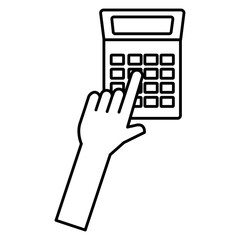 hand with calculator device isolated icon vector illustration design