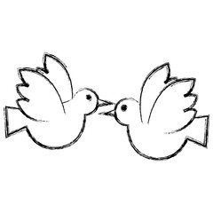 Sticker - peace doves flying icon vector illustration design