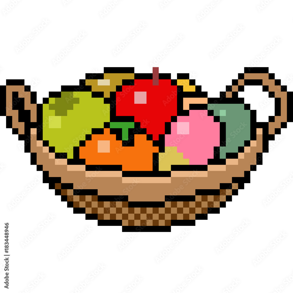 vector pixel art basket fruit Stock Vector | Adobe Stock