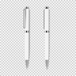 Two white realistic pen on transparent background