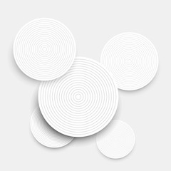 Wall Mural - abstract background with white paper circles and shadows