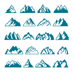 Wall Mural - monochrome pictures set of different mountains. vector collections for labels design