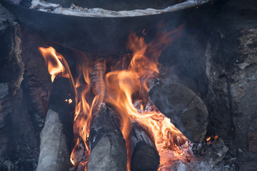 Wall Mural - fire in a fireplace