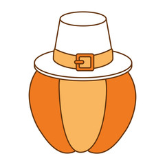 Poster - pumpkin fresh with thanksgiving hat vector illustration design