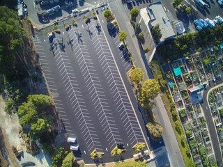 Aerial view of car parking lots