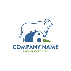 cattle farm logo illustration. vector. editable