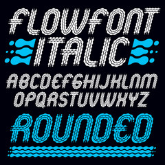 Poster - Set of trendy pop vector uppercase English alphabet letters isolated. Rounded bold italic retro type font, script from a to z best for use in logotype design. Created using waves, flowing lines.
