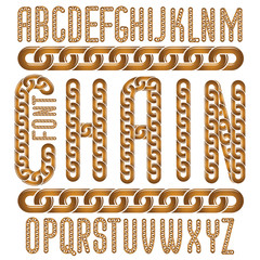 Fototapete - Vector font, trendy typescript can be used in poster creation. Capital business decorative letters created using connected chain link.