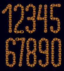 Poster - Set of vector numerals from 0 to 9. Elegant numbers for use as poster design elements. Created using connected chain link.
