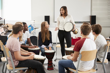 Wall Mural - Teenage Students Studying Percussion In Music Class