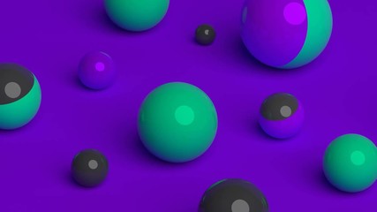 Poster - Abstract motion of geometric shapes. Computer generated seamless loop animation with spheres. Modern background design for poster, cover, branding, banner. 3d rendering 4k UHD
