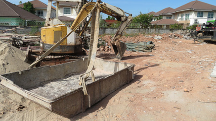 Construction work background Materials and tools.