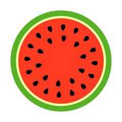 Wall Mural - Watermelon round slice vector icon