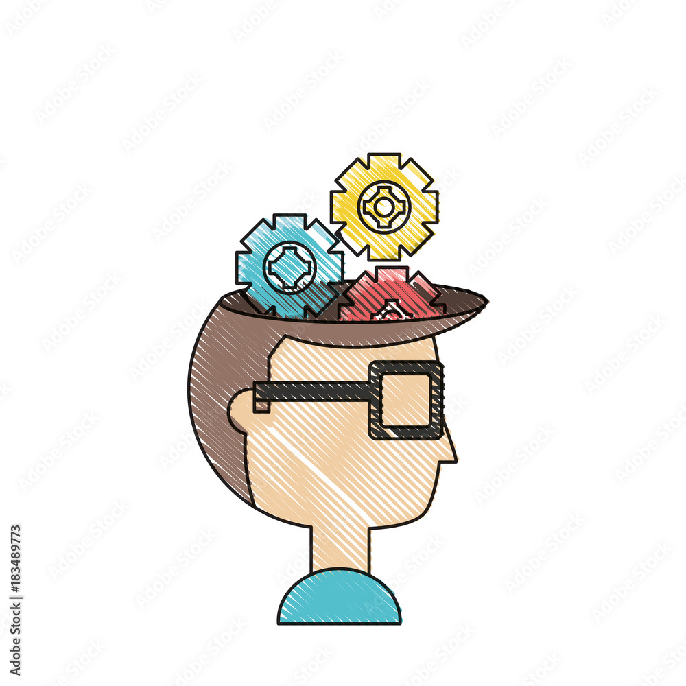 cartoon man with gears wheels Stock Vector | Adobe Stock