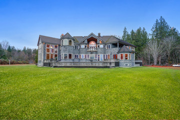 Beautiful curb appeal of a luxurious stone wedding venue