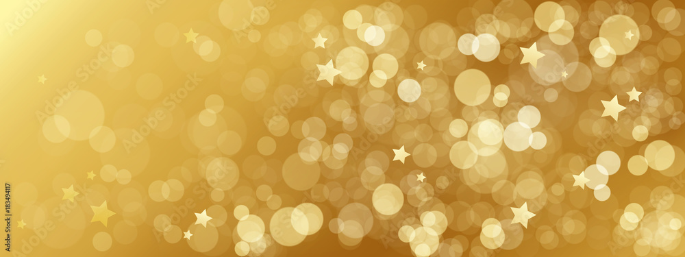 BRIGHT GOLD BOKEH LIGHTS Background with stars Stock Vector | Adobe Stock