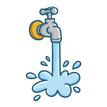 Funny And Cute Tap Water - Vector.