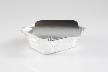 Wall Mural - Foil food delivery container isolated over the white background