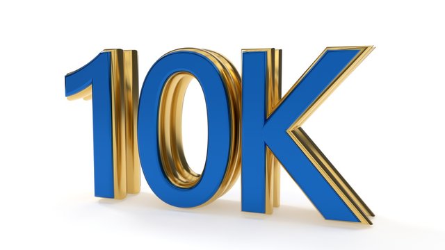 10K symbols gold writing background work, 3d rendering