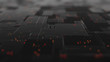Abstract high tech digital technology background made of particles and metallic plates. 