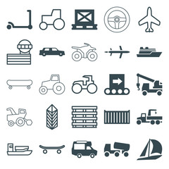 Wall Mural - Set of 25 transportation filled and outline icons