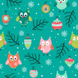 Pattern with owl in Christmas time