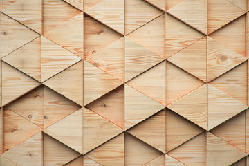 Wood triangular Abstract polygonal background from wooden, 3d render