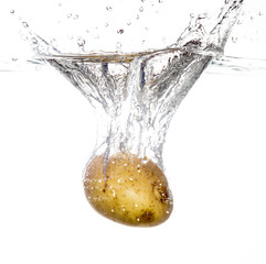 Sticker - potatoes in water isolated on white background