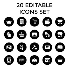 Poster - Commerce icons. set of 20 editable filled commerce icons