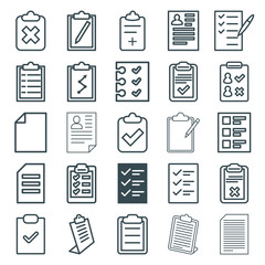 Poster - Set of 25 clipboard outline icons