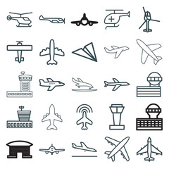 Canvas Print - Set of 25 aviation outline icons