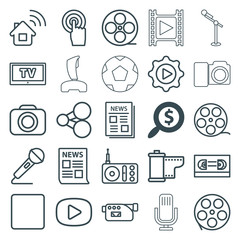 Poster - Set of 25 media outline icons
