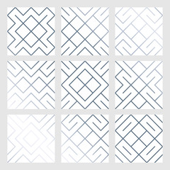 Poster - Abstract geometric silver seamless pattern background with glitter lines texture. Vector ornate geometry pattern of rhombus and metal silver lines for luxury ornate white backdrop design template