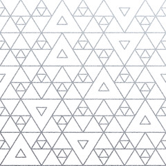 Aufkleber - Abstract geometric silver texture trinagle pattern background of glittering tangled ornament and seamless tile for modern design template. Vector geometry backdrop silver glitter on white background