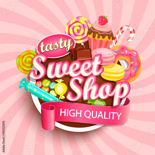 Fotomural Sweet shop logo label or emblem for your design